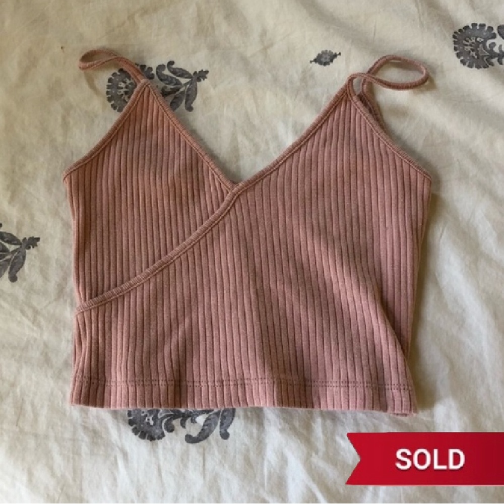 Adorable Sleeveless Cross-Crop Cami (Pink)